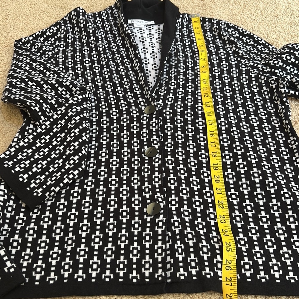 Pendleton Xl Black/White Front Button Cotton Card… - image 6